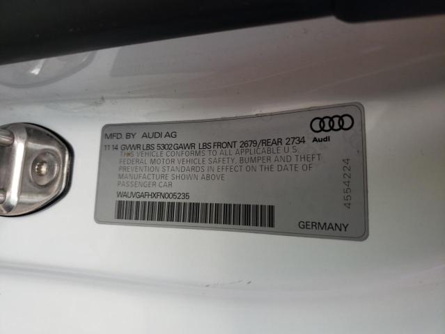 WAUVGAFHXFN005235 - 2015 AUDI S5 PRESTIG WHITE photo 10