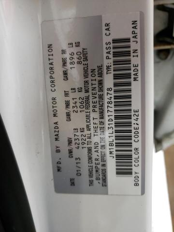 JM1BL1L31D1778478 - 2013 MAZDA SPEED 3 WHITE photo 10