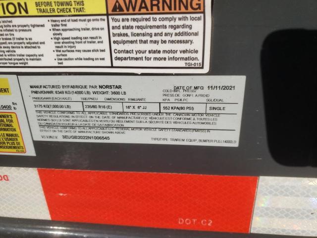 3EUGB2022N1006545 - 2022 UTILITY TRAILER Boz foto 10