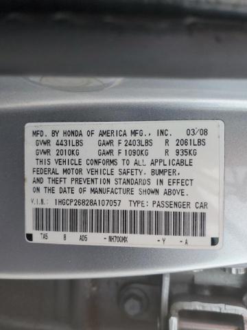 1HGCP26828A107057 - 2008 HONDA ACCORD EXL  photo 10