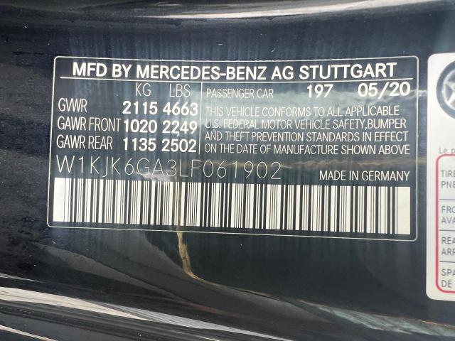 W1KJK6GA3LF061902 - 2020 MERCEDES-BENZ SL 450 BLACK photo 10