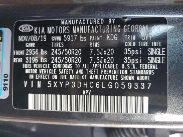 5XYP3DHC6LG059337 - 2020 KIA TELLURIDE CHARCOAL photo 10