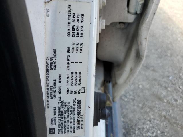 5GTEN13E088109892 - 2008 HUMMER H3 WHITE photo 10