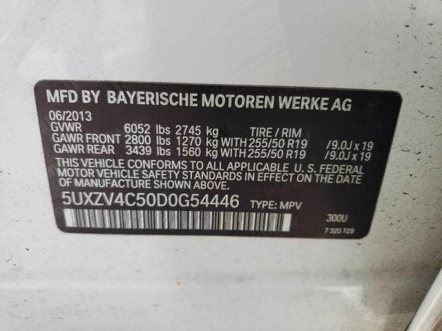 5UXZV4C50D0G54446 - 2013 BMW X5 XDRIVE3 WHITE photo 10