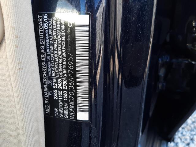 WDBNG70J36A476957 - 2006 MERCEDES-BENZ S 430 BLUE photo 10