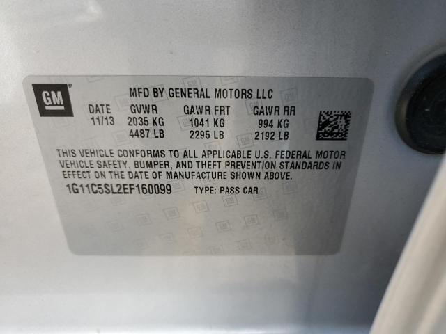 1G11C5SL2EF160099 - 2014 CHEVROLET MALIBU 1LT ვერცხლისფერი ფოტო 10