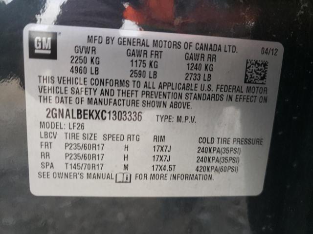 2GNALBEKXC1303336 - 2012 CHEVROLET EQUINOX CHARCOAL photo 10