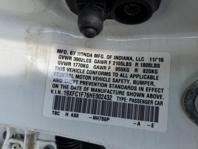 19XFC1F76HE002432 - 2017 HONDA CIVIC EXL أبيض صورة 10