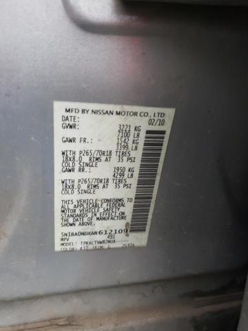 5N1BA0NDXAN612109 - 2010 NISSAN ARMADA SE SILVER photo 10