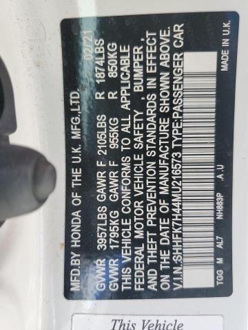 SHHFK7H44MU216573 - 2021 HONDA CIVIC SPOR WHITE photo 10