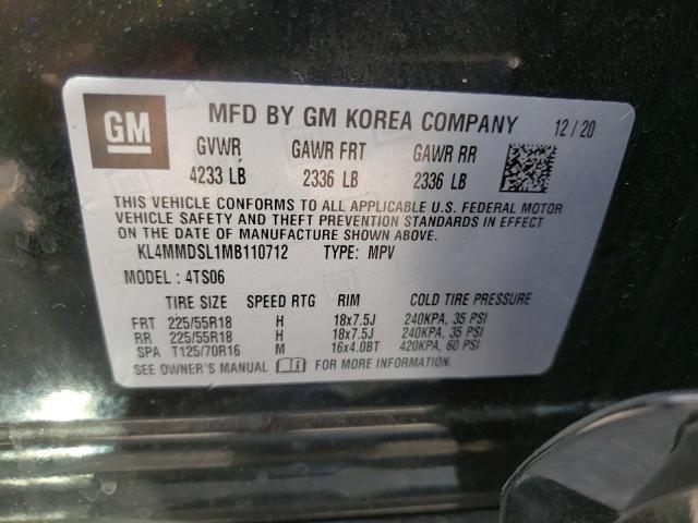 KL4MMDSL1MB110712 - 2021 BUICK ENCORE GX BLACK photo 10