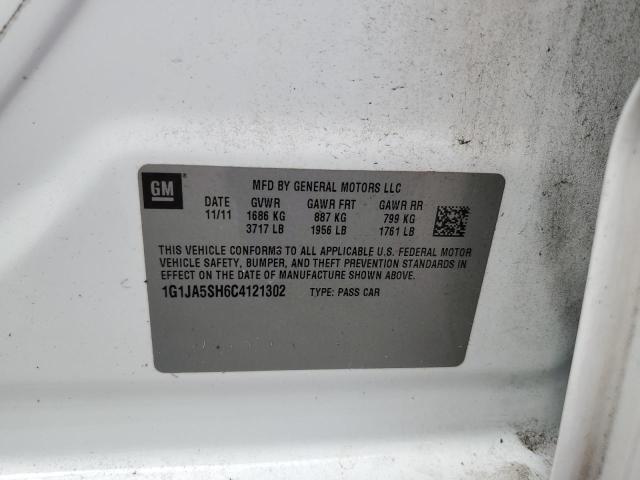 1G1JA5SH6C4121302 - 2012 CHEVROLET SONIC LS WHITE photo 10