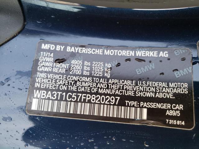 WBA3T1C57FP820297 - 2015 BMW 428 XI SUL BLUE photo 10