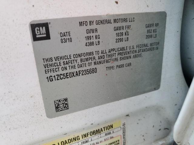 1G1ZC5E0XAF235680 - 2010 CHEVROLET MALIBU 1LT 白色 照片 10