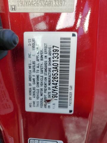 19UYA42653A013397 - 2003 ACURA 3.2CL TYPE RED photo 10