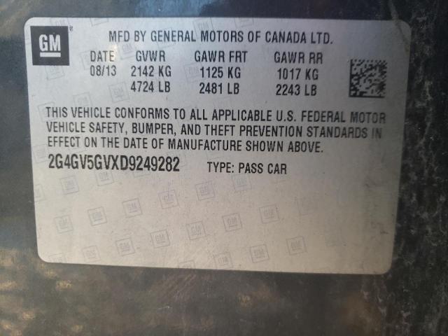 2G4GV5GVXD9249282 - 2013 BUICK REGAL GS GRAY photo 10