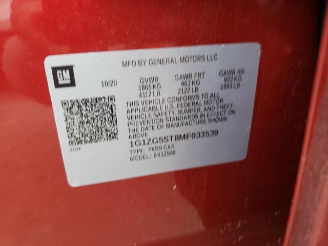 1G1ZG5ST8MF033539 - 2021 CHEVROLET MALIBU RS RED photo 10