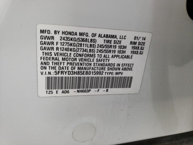 5FRYD3H85EB015992 - 2014 ACURA MDX ADVANC WHITE photo 10
