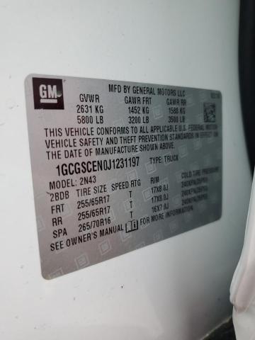 1GCGSCEN0J1231197 - 2018 CHEVROLET COLORADO L WHITE photo 10