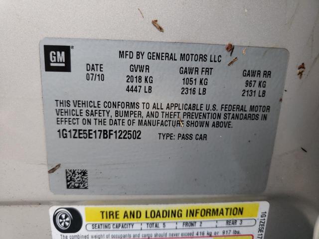 1G1ZE5E17BF122502 - 2011 CHEVROLET MALIBU LTZ თაფლისფერი ფოტო 10