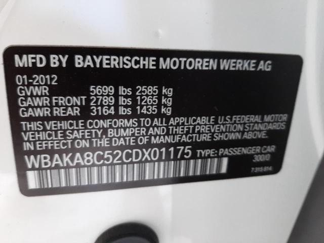 WBAKA8C52CDX01175 - 2012 BMW 750 I WHITE photo 10