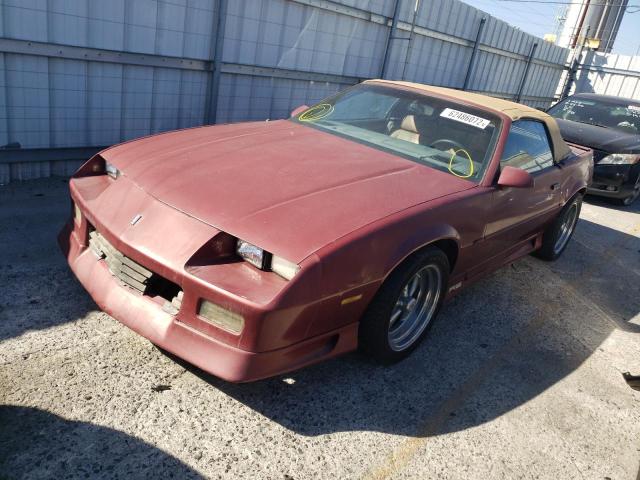 1G1FP33E1ML105674 - 1991 CHEVROLET CAMARO RS MAROON photo 2