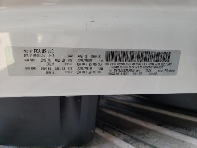 3C6TRVCG9KE520319 - 2019 RAM PROMASTER WHITE photo 10