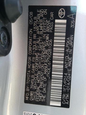 JTKDE167790281006 - 2009 TOYOTA SCION TC 银色 照片 10