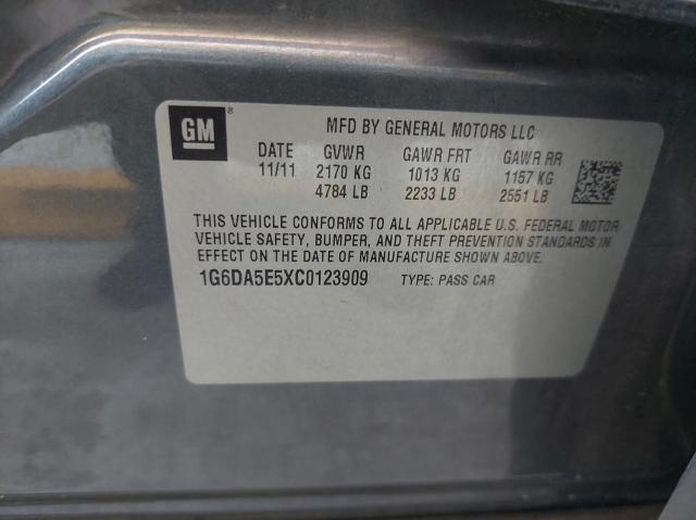 1G6DA5E5XC0123909 - 2012 CADILLAC CTS GRAY photo 10