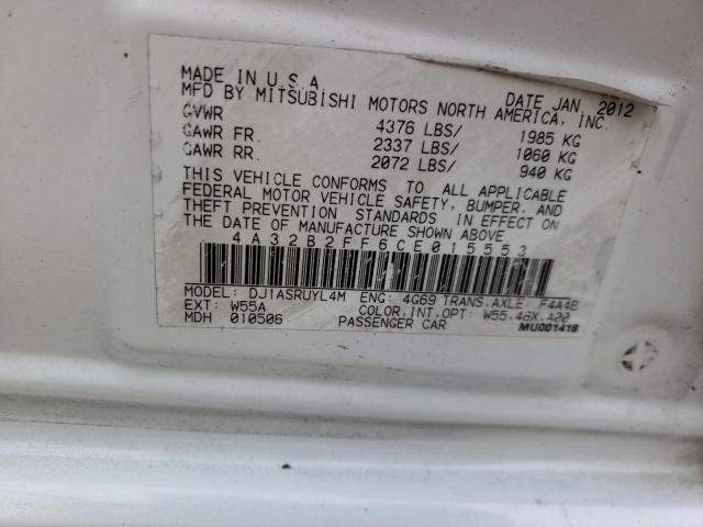 4A32B2FF6CE015553 - 2012 MITSUBISHI GALANT FE WHITE photo 10