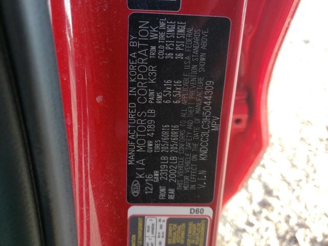 KNDCC3LC3H5044309 - 2017 KIA NIRO EX RED photo 10