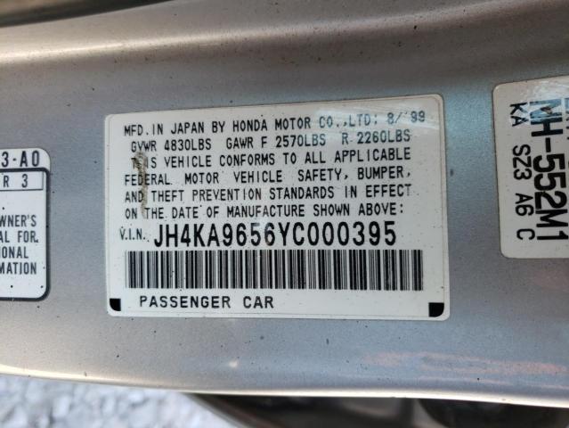 JH4KA9656YC000395 - 2000 ACURA 3.5RL SILVER photo 10