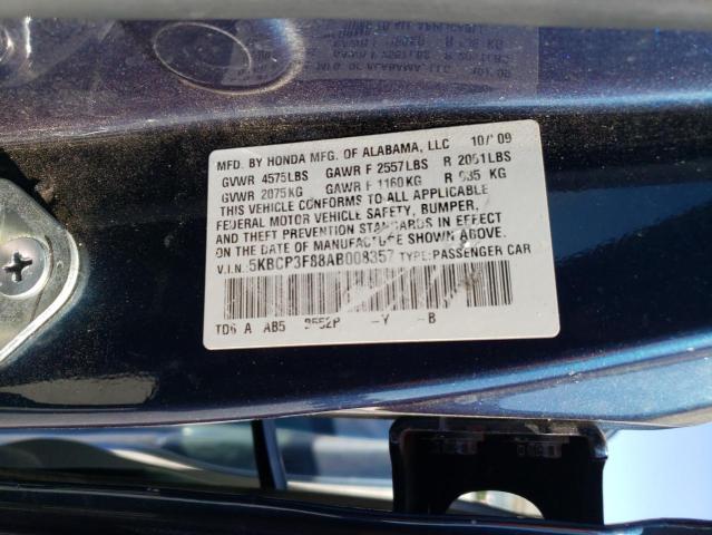 5KBCP3F88AB008357 - 2010 HONDA ACCORD EXL BLUE photo 10