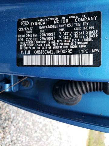 KM8J3CA42JU600295 - 2018 HYUNDAI TUCSON SEL BLUE photo 10