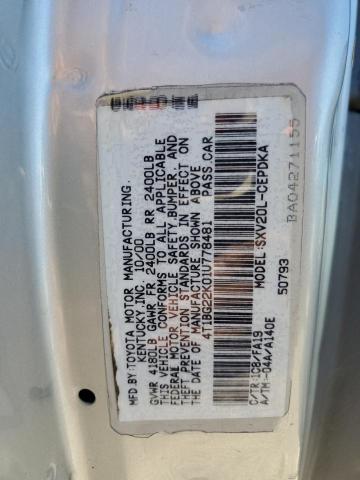 4T1BG22K01U778481 - 2001 TOYOTA CAMRY CE SILVER photo 10