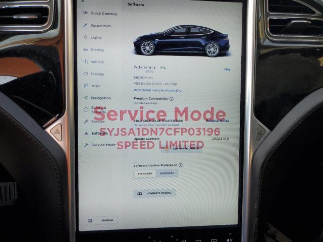 5YJSA1DN7CFP03196 - 2012 TESLA MODEL S შავი ფოტო 8