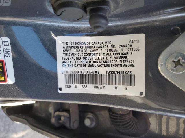 2HGFA1F31BH549382 - 2011 HONDA CIVIC VP GRAY photo 10