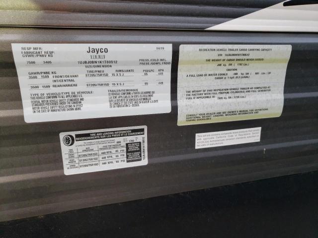 1UJBJ0BN1K1T80512 - 2019 JAYC TRAVEL TRL SILVER photo 10