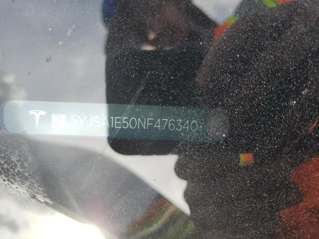 5YJSA1E50NF476340 - 2022 TESLA MODEL S ნაცრისფერი ფოტო 10