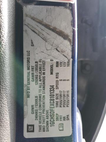 1GCHSDFEXC8101334 - 2012 CHEVROLET COLORADO L BLUE photo 10