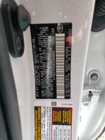 4T1B21FB2KU008660 - 2019 TOYOTA AVALON XLE WHITE photo 10