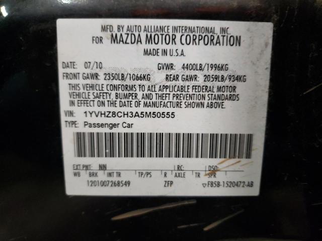 1YVHZ8CH3A5M50555 - 2010 MAZDA 6 I BLACK photo 10