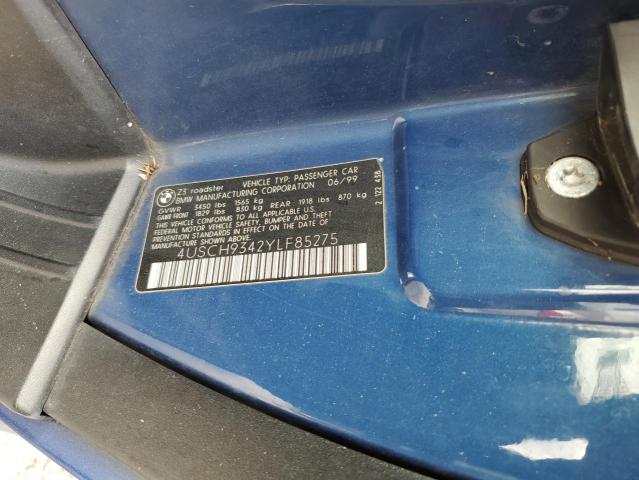 4USCH9342YLF85275 - 2000 BMW Z3 2.3 BLUE photo 10