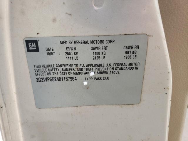 2G2WP552481167964 - 2008 PONTIAC GRAND PRIX ბეჟი ფოტო 10