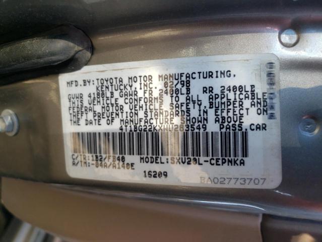 4T1BG22KXWU283549 - 1998 TOYOTA CAMRY CE SILVER photo 10