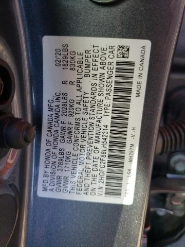 2HGFC2F88LH542314 - 2020 HONDA CIVIC SPORT  照片 10