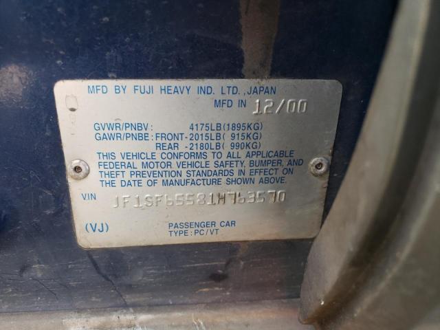 JF1SF65581H763570 - 2001 SUBARU FORESTER S BLUE photo 10