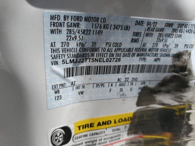 5LMJJ2TT5NEL02728 - 2022 LINCOLN NAVIGATOR 白色 照片 10