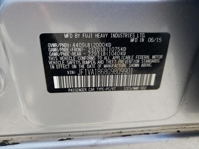 JF1VA1B68G9809901 - 2016 SUBARU WRX SILVER photo 10