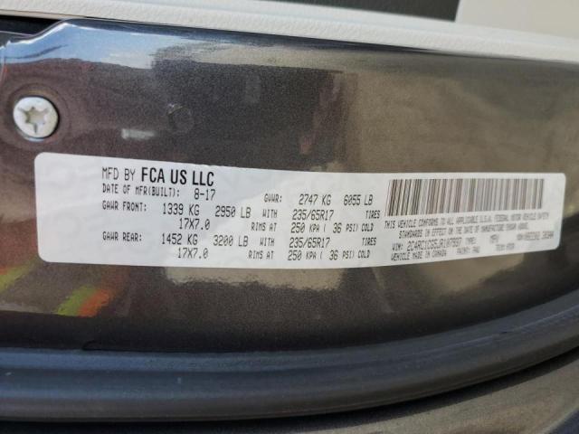 2C4RC1CG5JR107937 - 2018 CHRYSLER PACIFICA L CHARCOAL photo 10